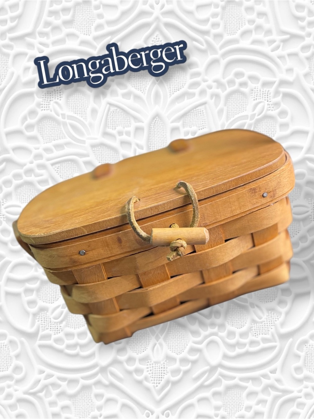 Vintage 1995 Longaberger Kiddie Basket Purse, Swing Handle & Leather Hinges - Picture 14 of 14